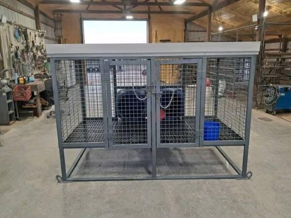 Small 2-Bay Dog Kennel with Barrel Dog Houses - Image 5