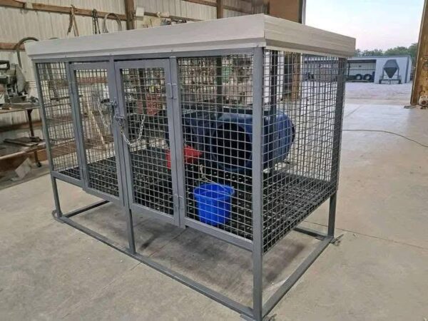 Small 2-Bay Dog Kennel with Barrel Dog Houses - Image 3