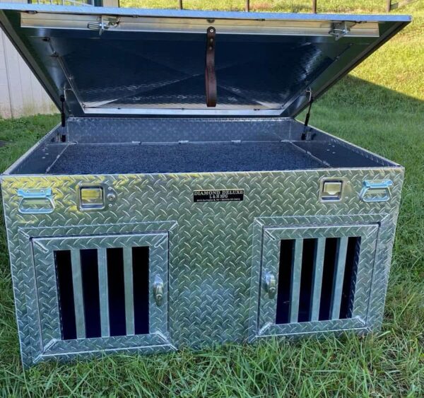 2-Hole Diamond Deluxe Dog Box with Top Storage