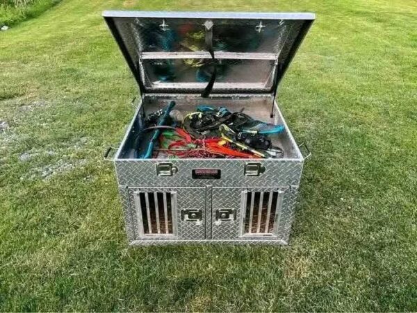 Owens 2-Hole Small Dog Box with Bottom Storage & Side Vents for Mid-Size Trucks - Image 2
